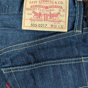 1967 505 Levis regular fit mens jeans W32L32 vintage, organic rigid selvedge NEW